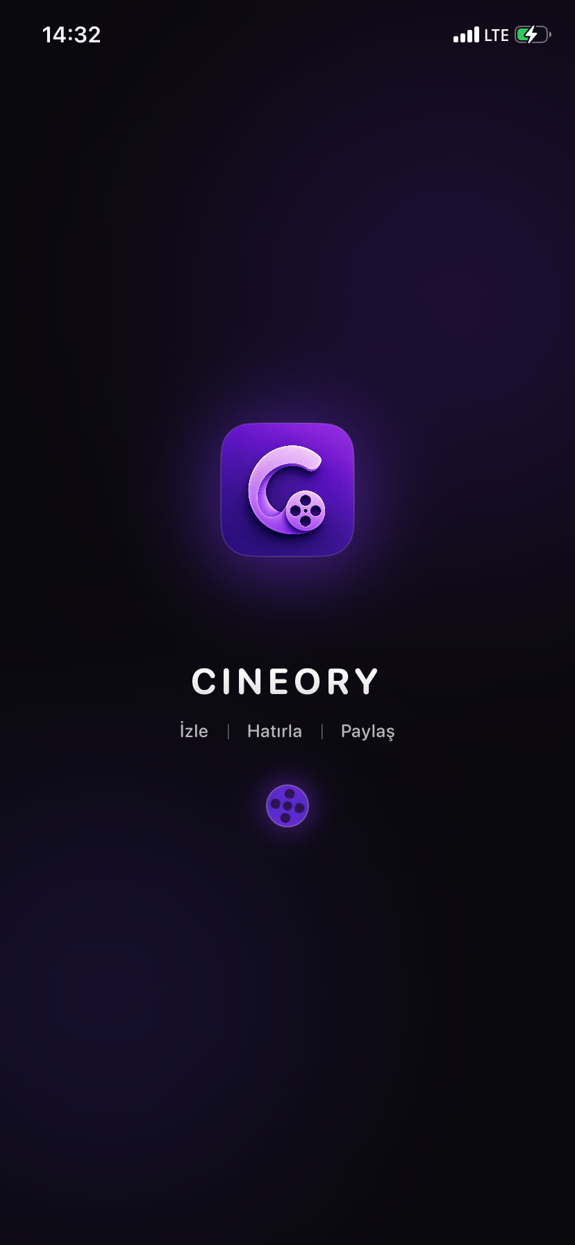 Cineory açılış ekranı